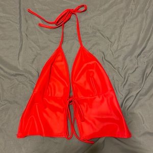 Red Faux Leather Top